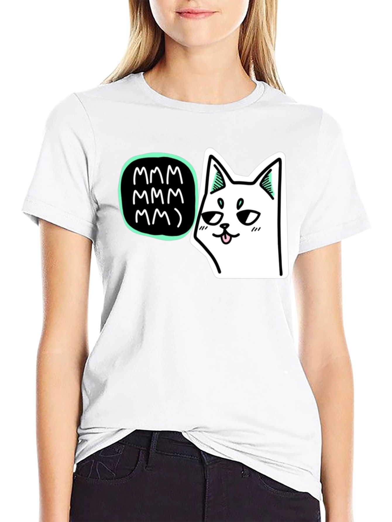 Mmm Cat T-Shirt - Black Graphic Tee