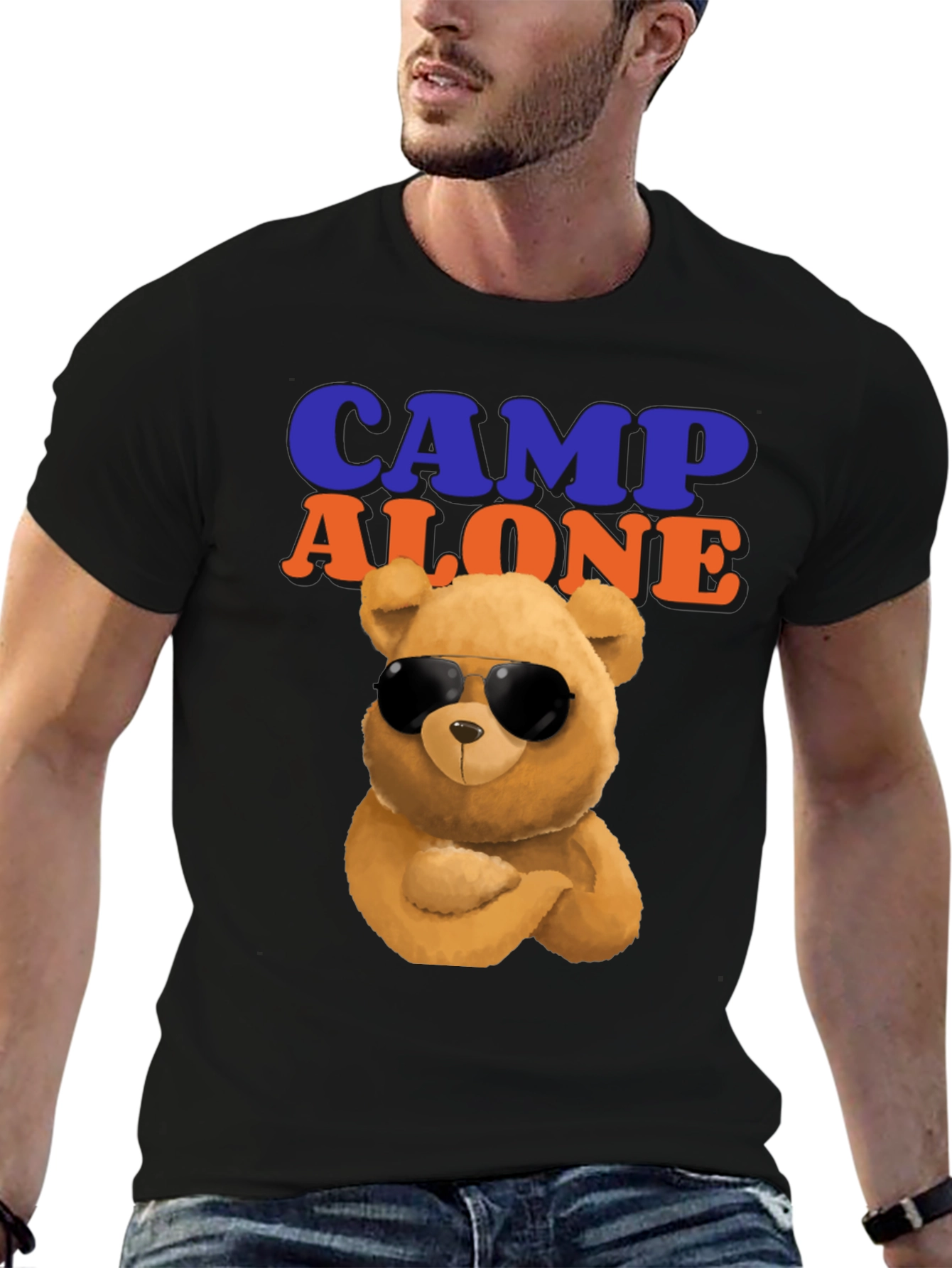 Camp Alone T-Shirt with Cool Bear Graphic