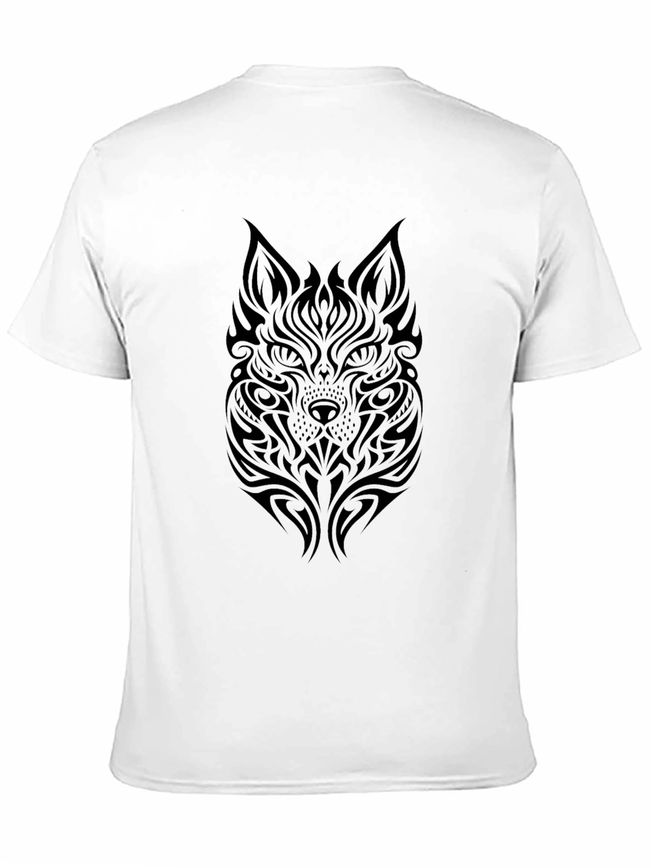 Tribal Wolf Graphic Tee - Soft Black Cotton T-Shirt