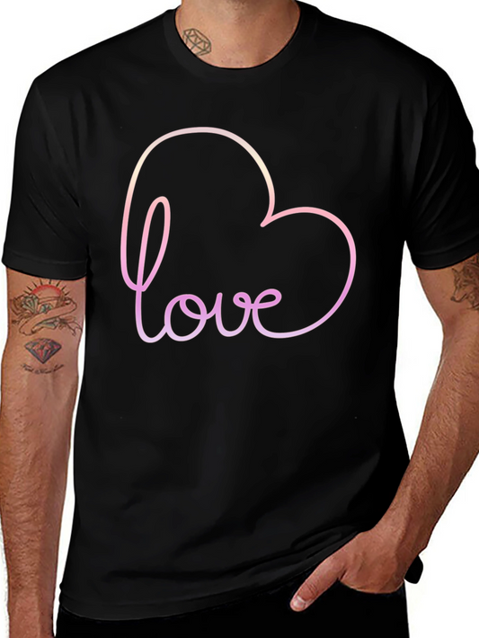 Love Heart Outline Black T-Shirt