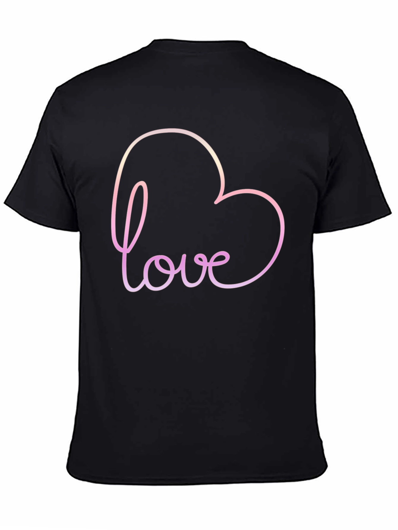 Love Heart Outline Black T-Shirt