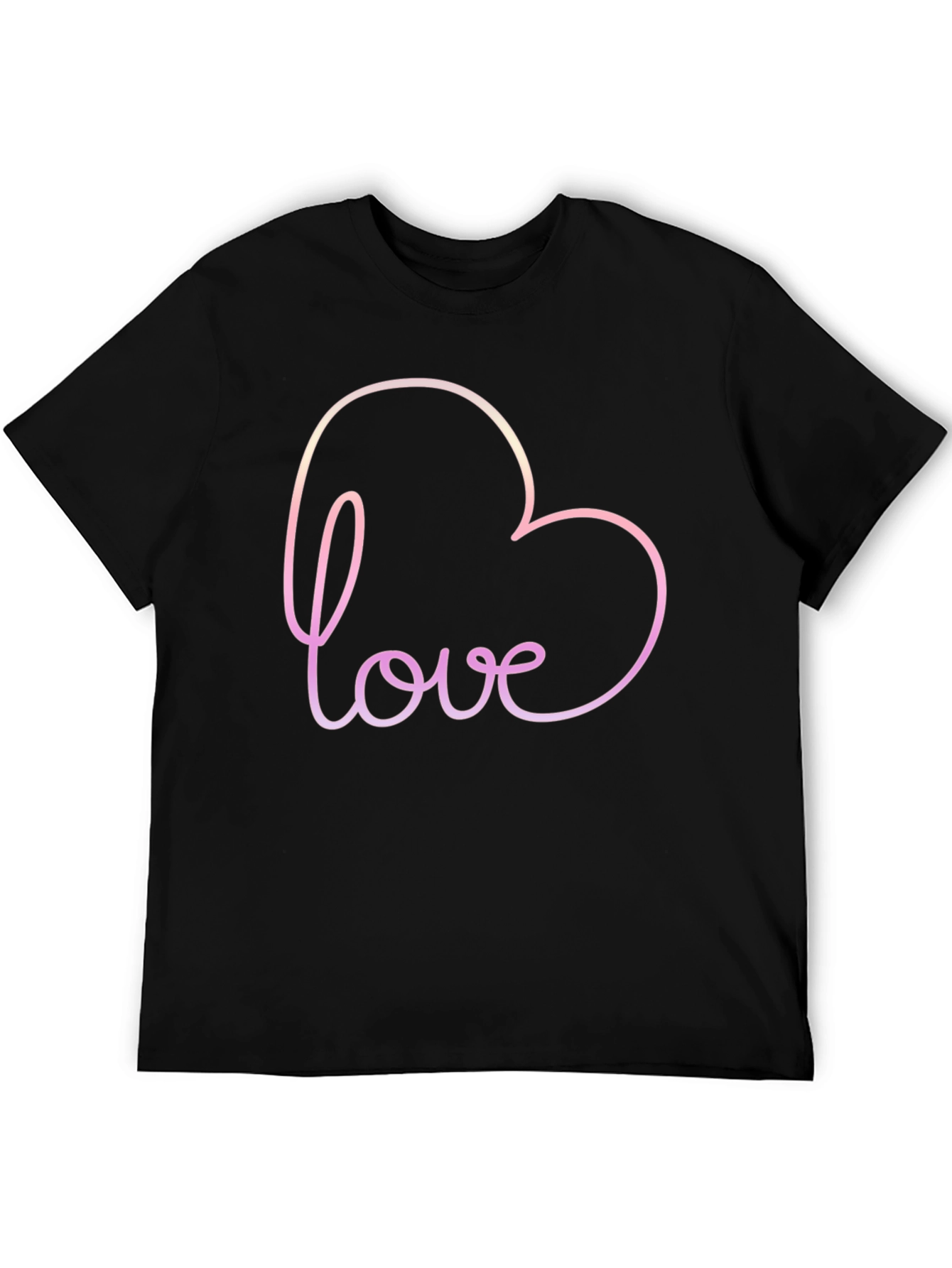Love Heart Outline Black T-Shirt