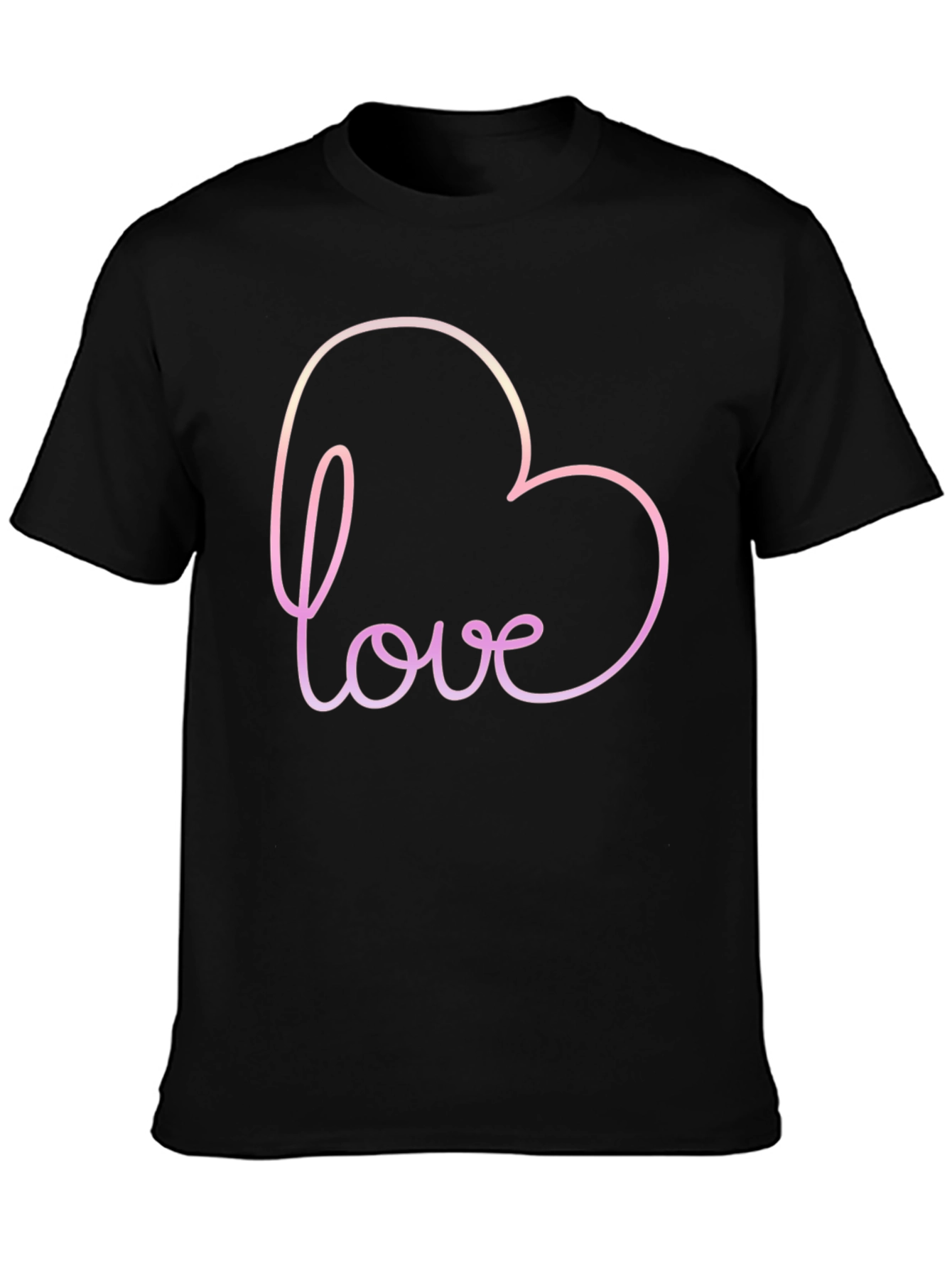 Love Heart Outline Black T-Shirt