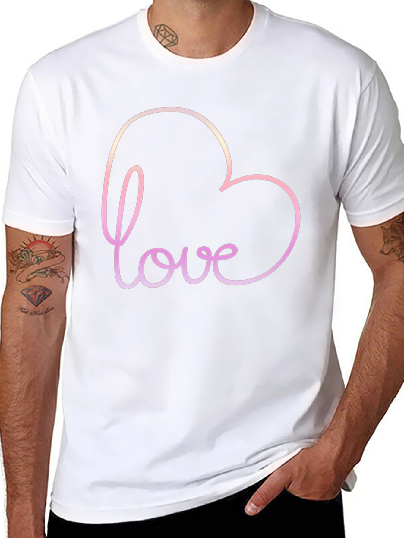 Love Heart Outline Black T-Shirt
