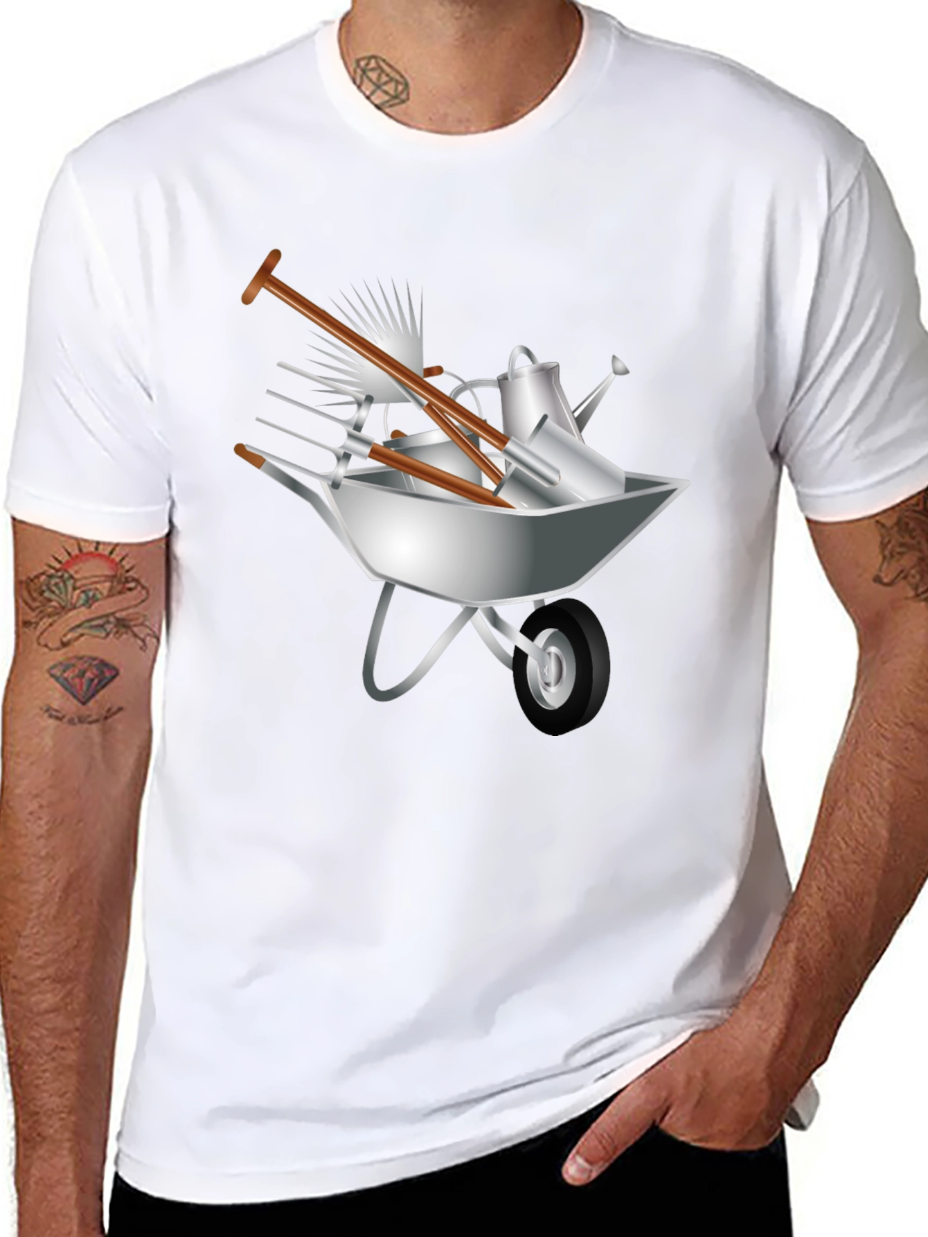 Gardening Tools Wheelbarrow Graphic Tee
