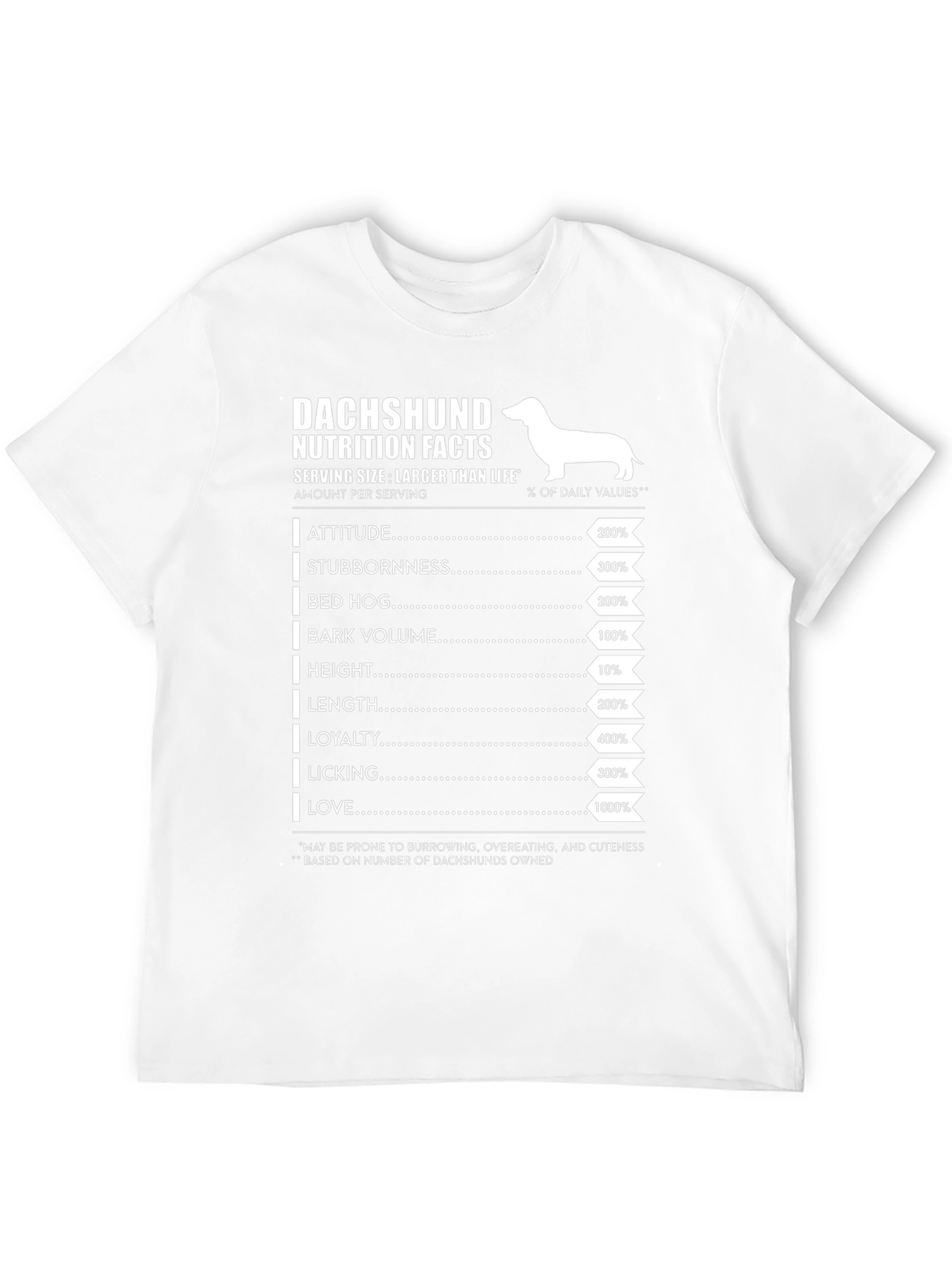 Dachshund Nutrition Facts Graphic Tee