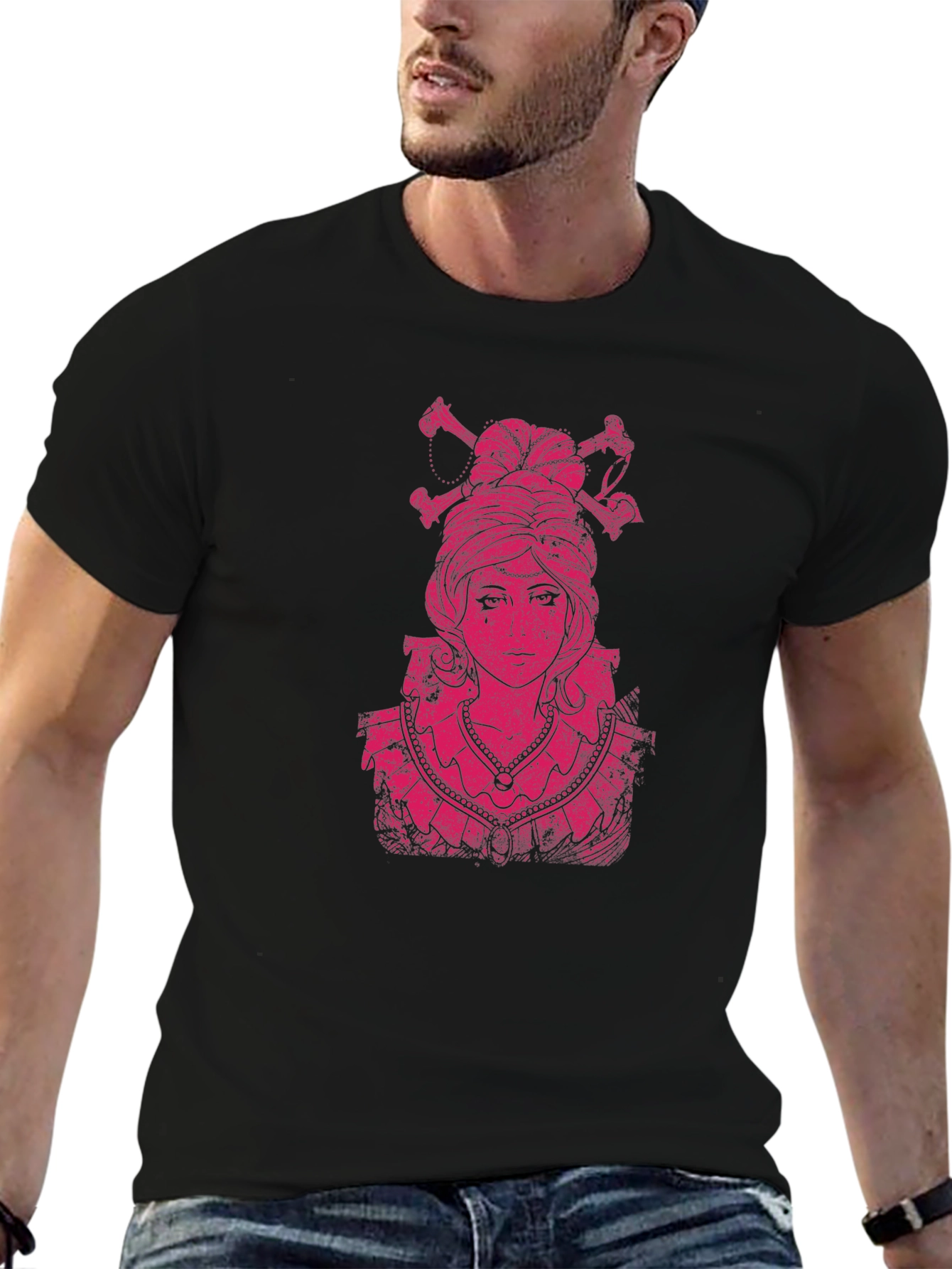 Skull Queen Graphic Print Black T-Shirt