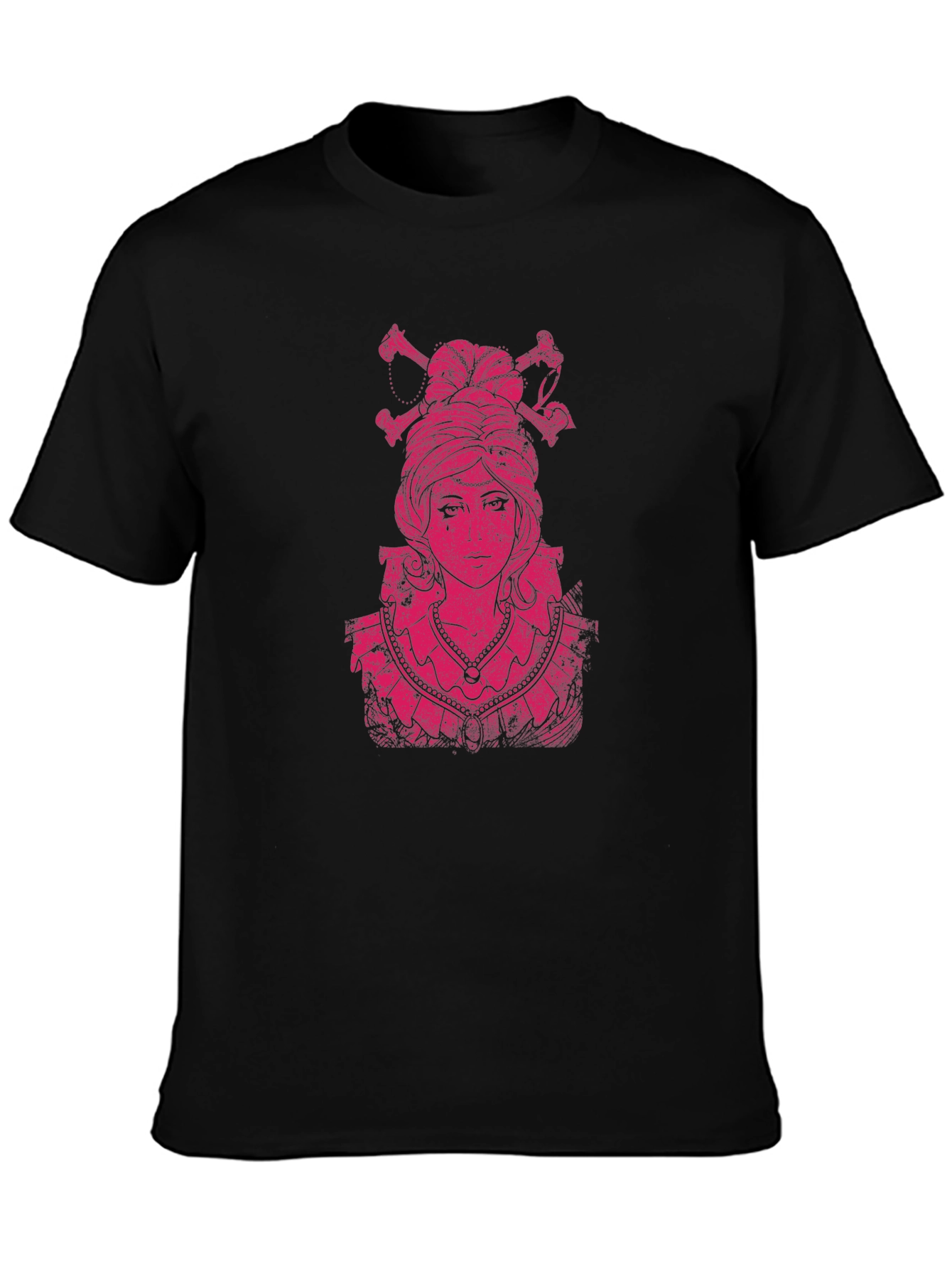 Skull Queen Graphic Print Black T-Shirt