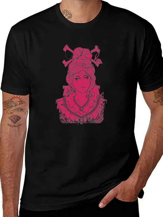 Skull Queen Graphic Print Black T-Shirt