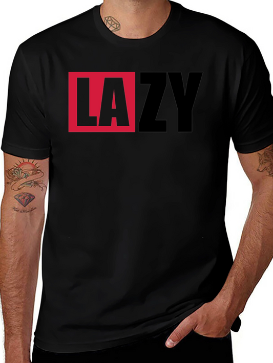 LAZY Graphic Print Crewneck T-Shirt