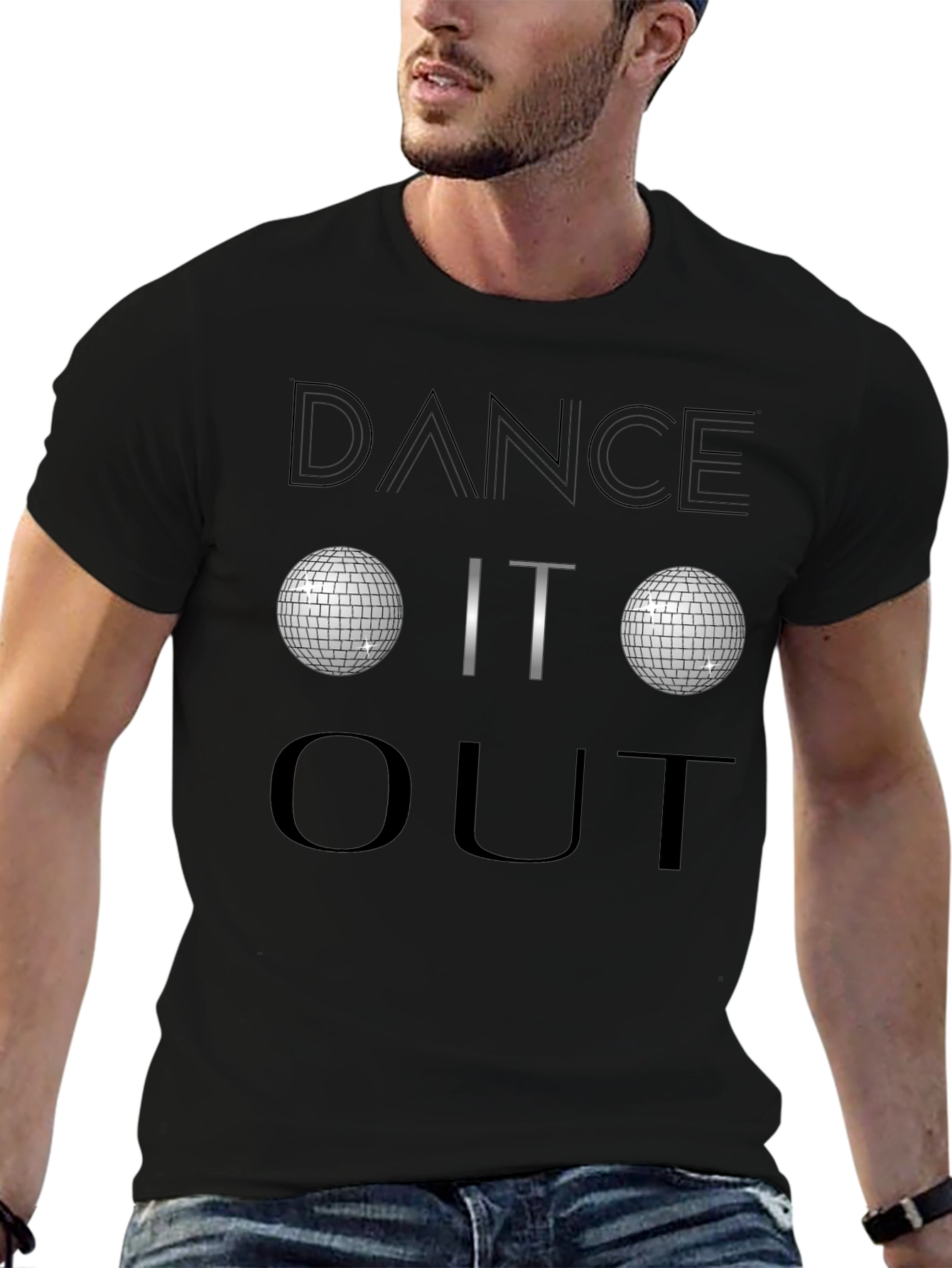Dance It Out Disco Ball Graphic Tee - Black