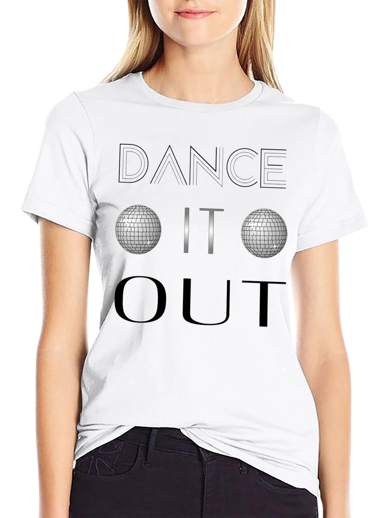 Dance It Out Disco Ball Graphic Tee - Black