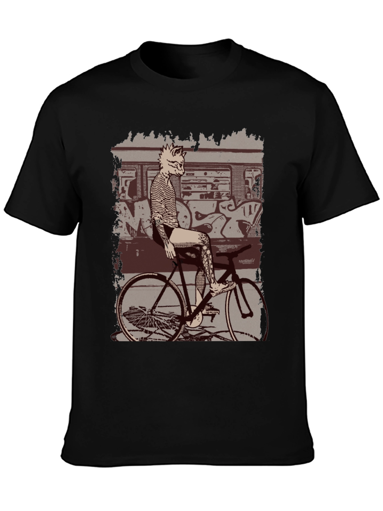 Cat on Bike Graphic T-Shirt