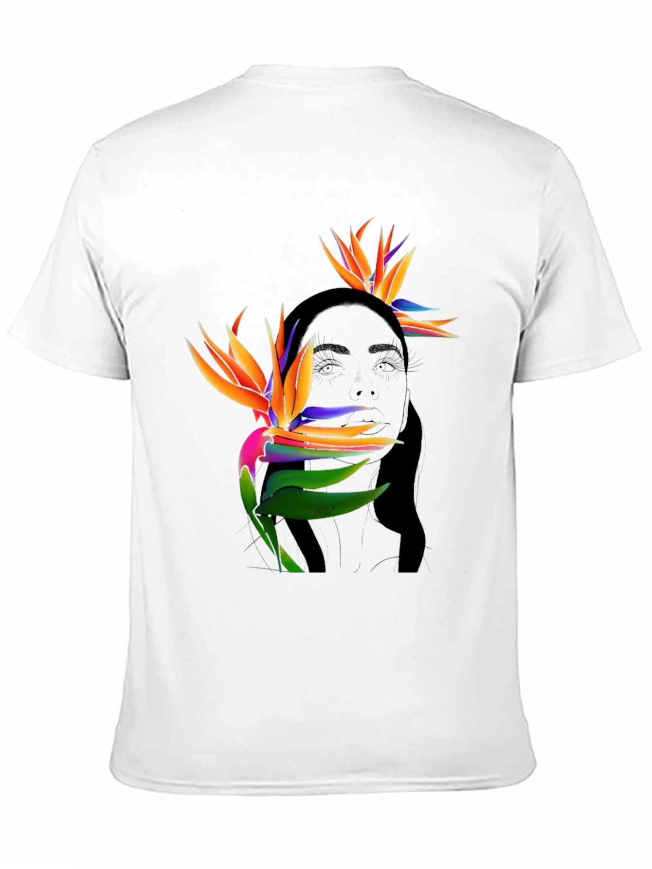 Tropical Birds of Paradise Graphic Tee - Black