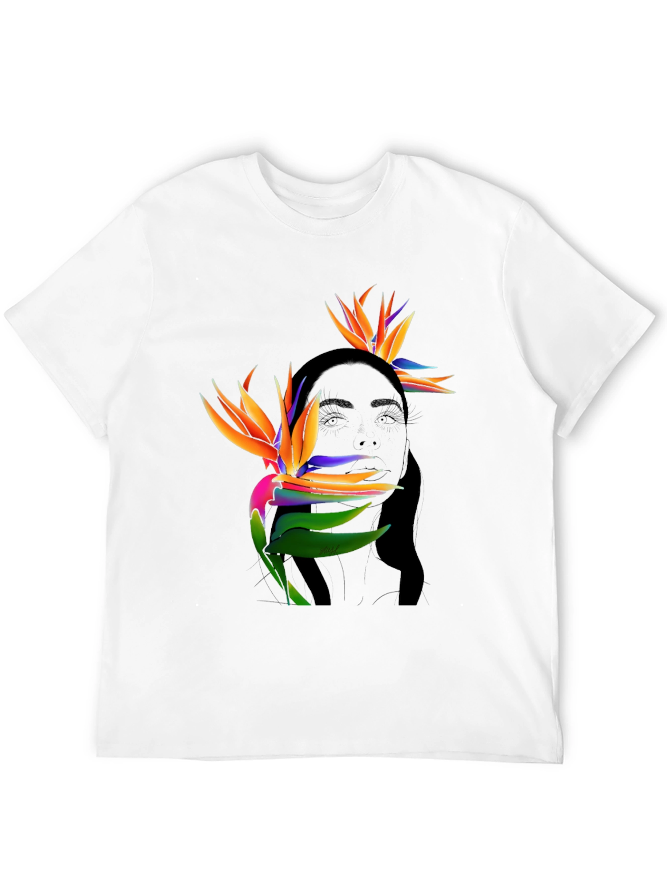 Tropical Birds of Paradise Graphic Tee - Black