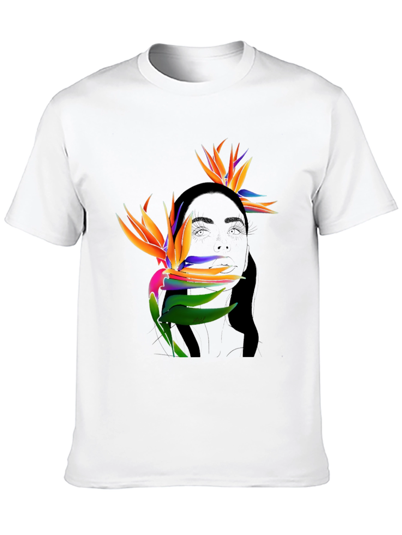 Tropical Birds of Paradise Graphic Tee - Black