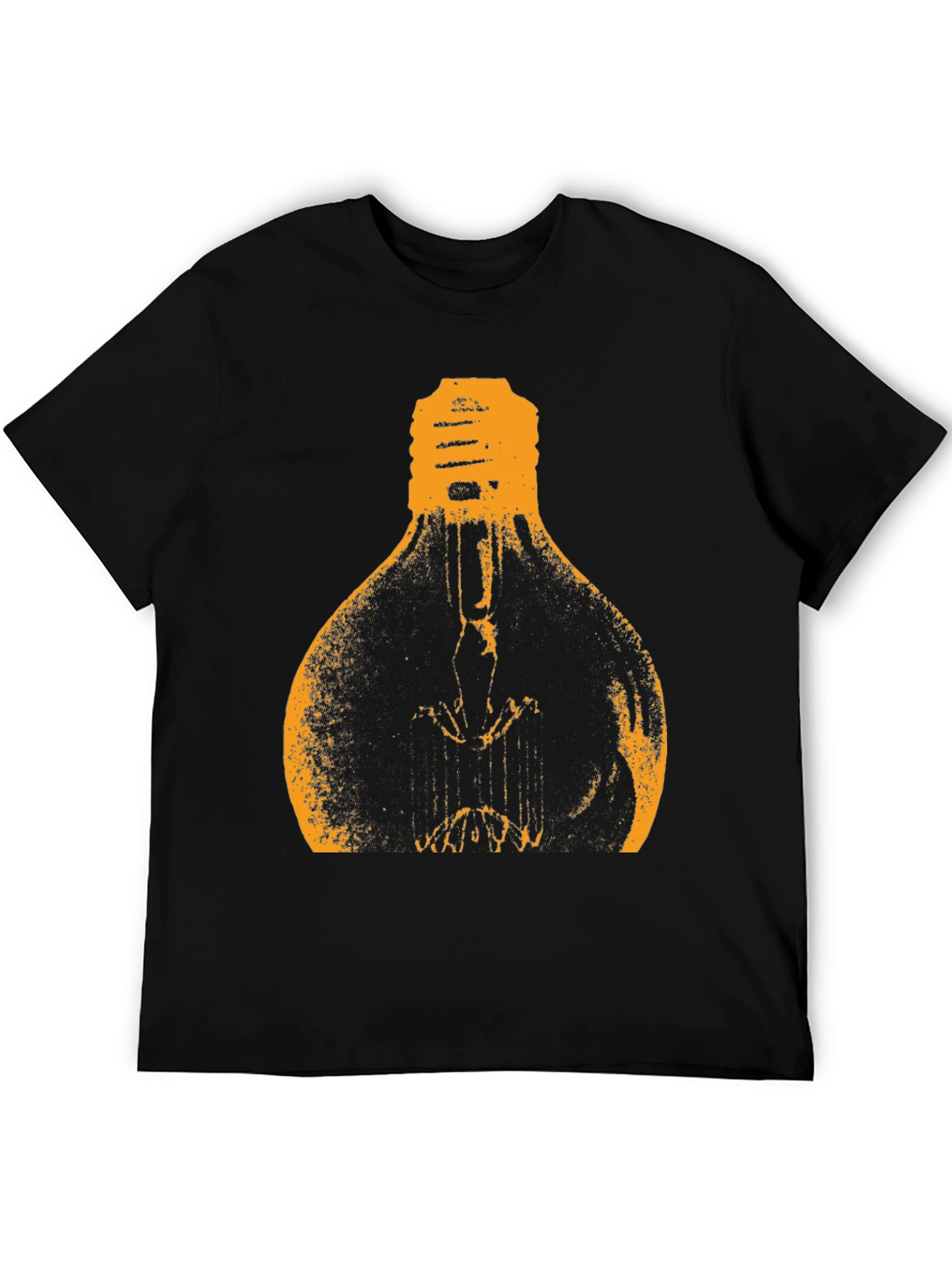 Mens Black T-Shirt with Light Bulb Graphic
