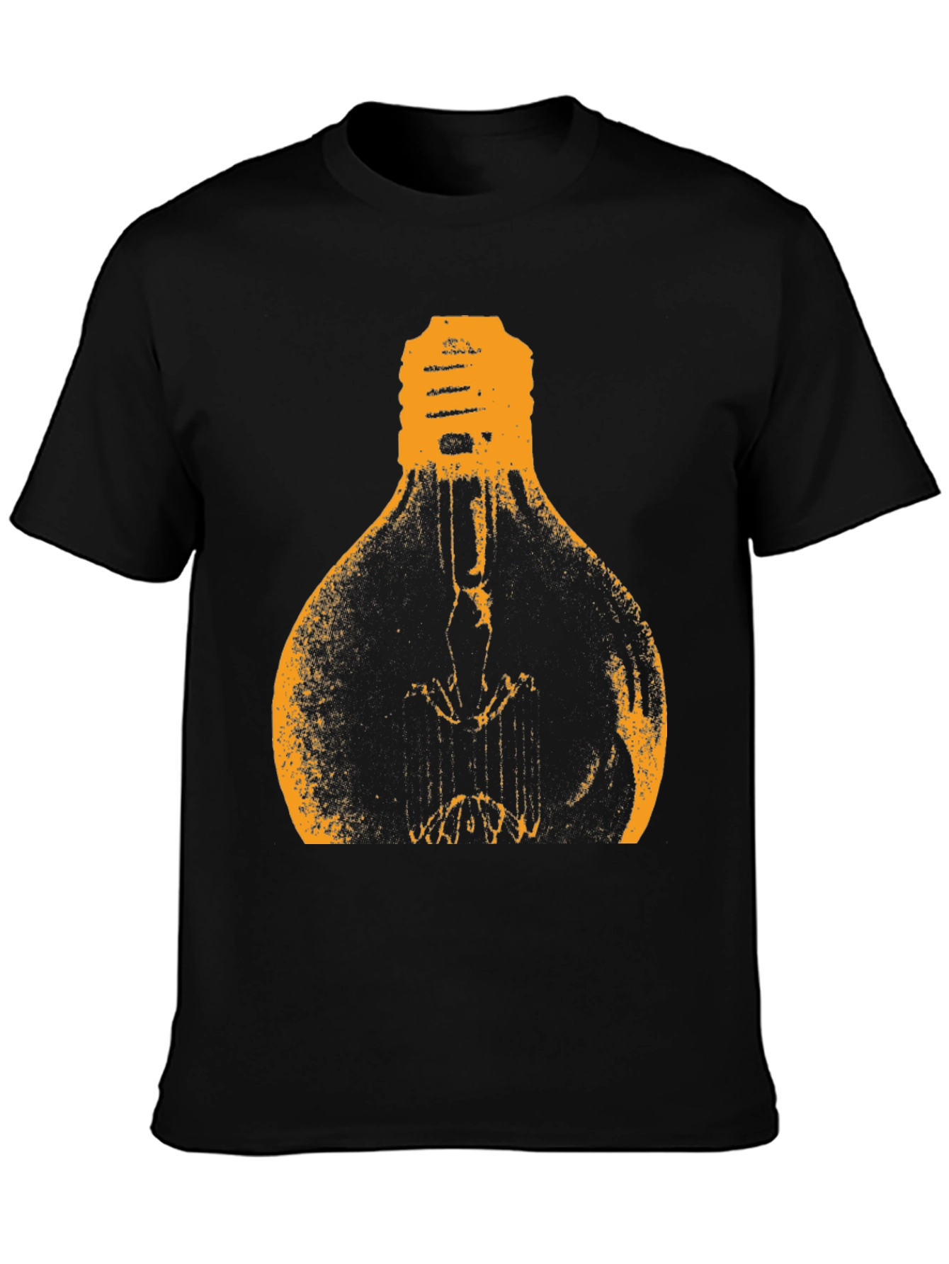 Mens Black T-Shirt with Light Bulb Graphic