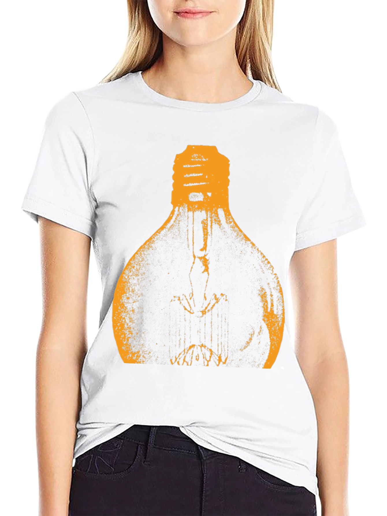 Mens Black T-Shirt with Light Bulb Graphic