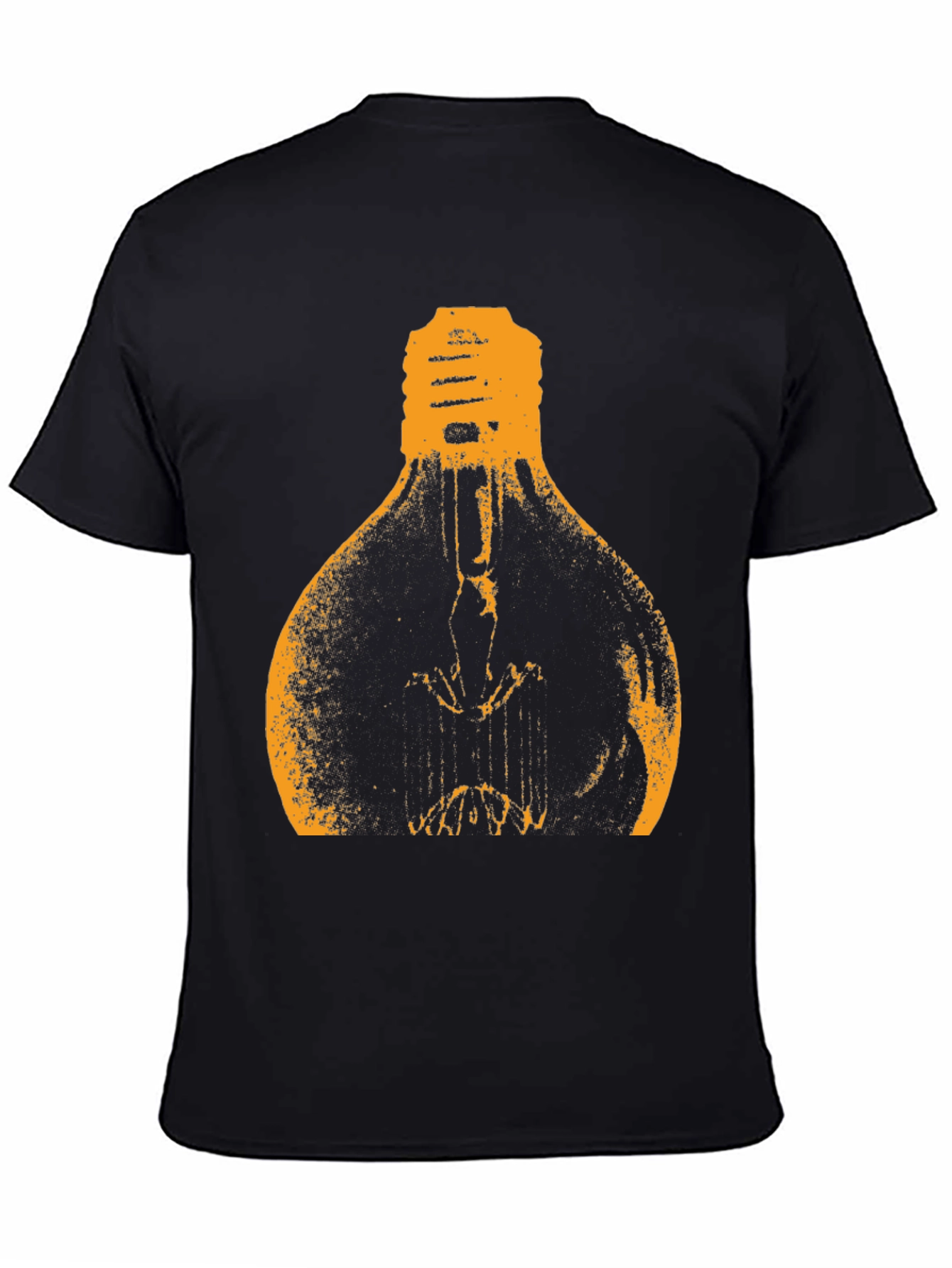 Mens Black T-Shirt with Light Bulb Graphic
