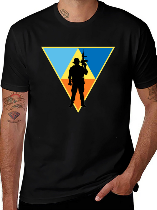Tactical Soldier Triangle Graphic T-Shirt - Black
