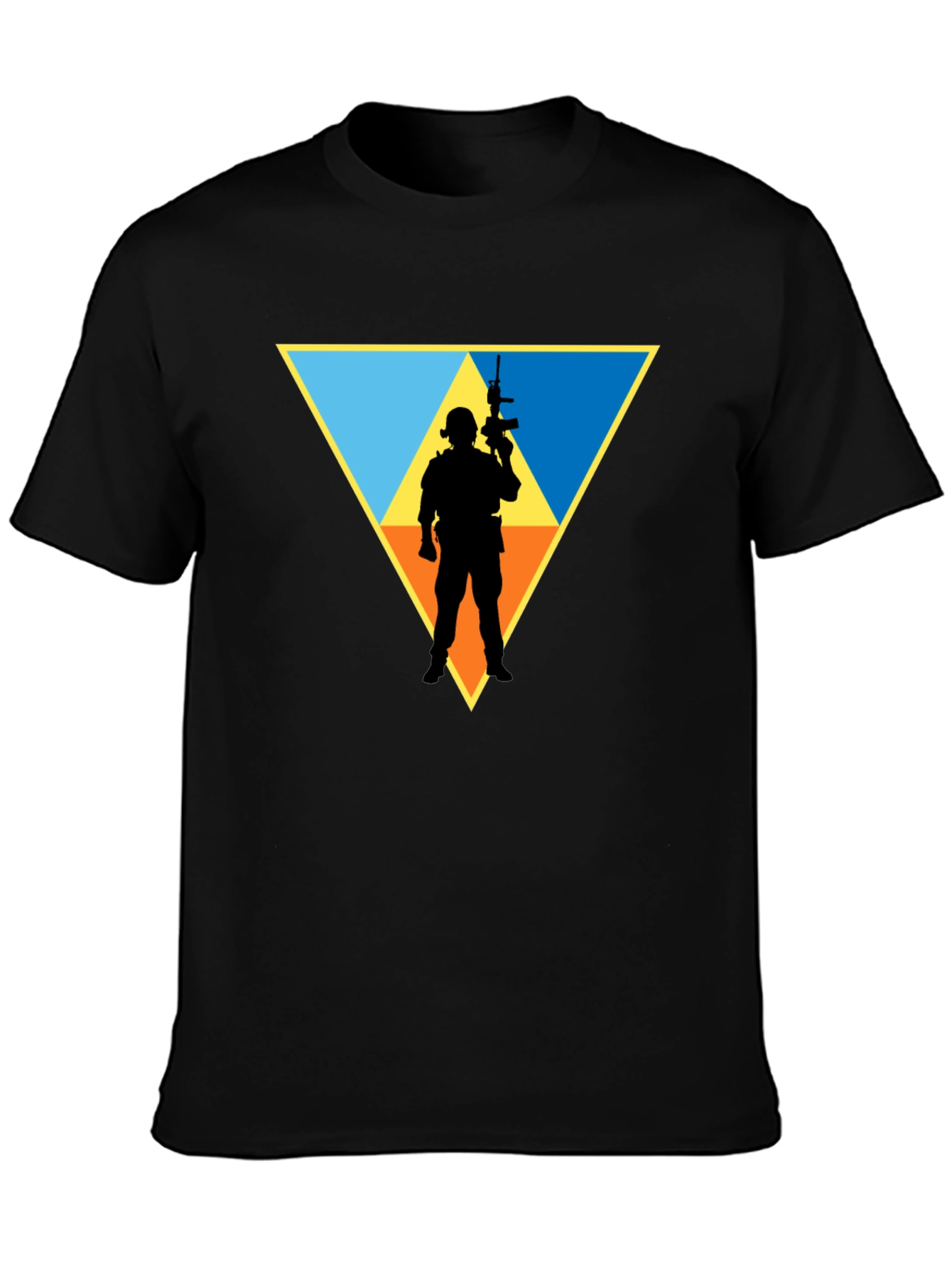 Tactical Soldier Triangle Graphic T-Shirt - Black