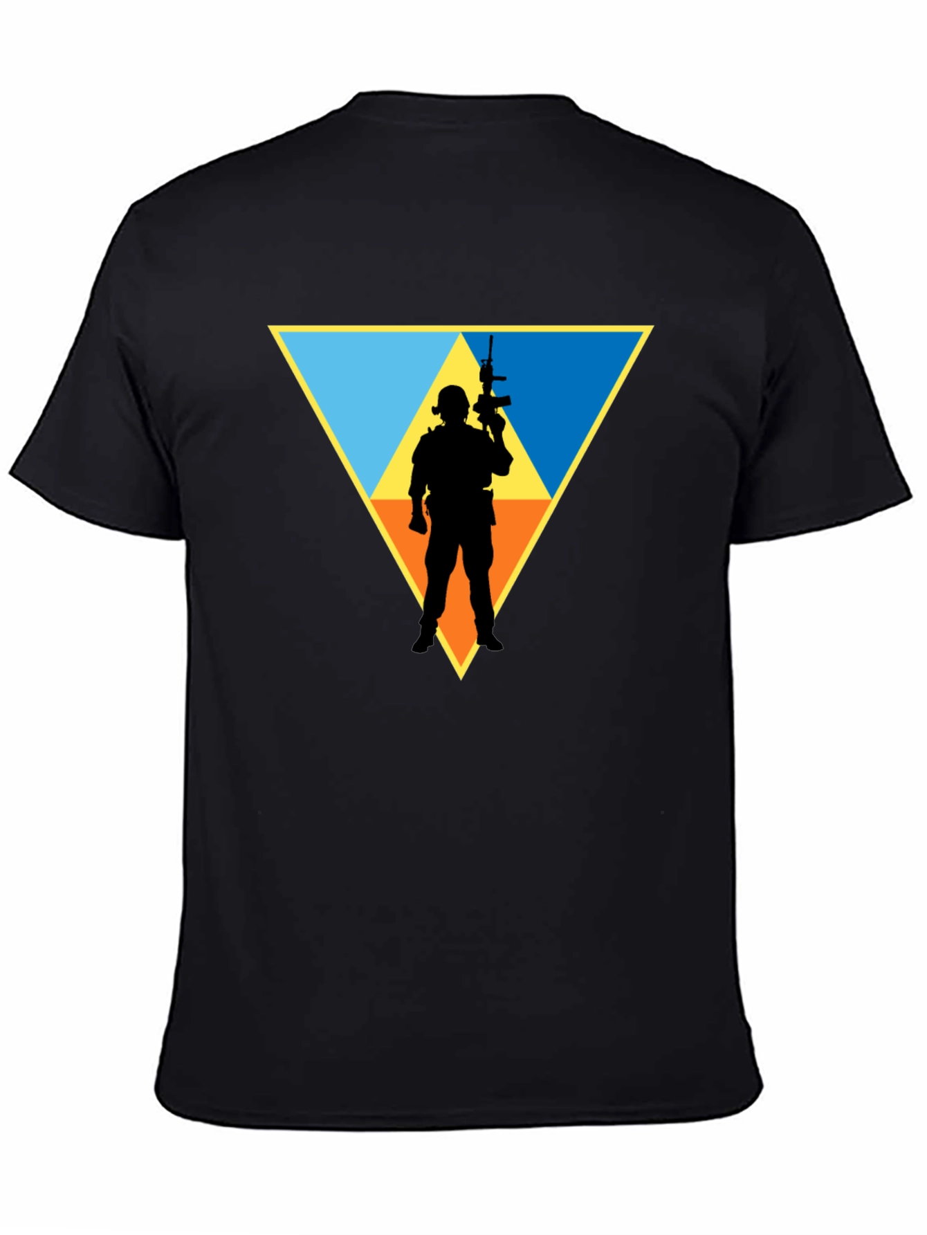 Tactical Soldier Triangle Graphic T-Shirt - Black