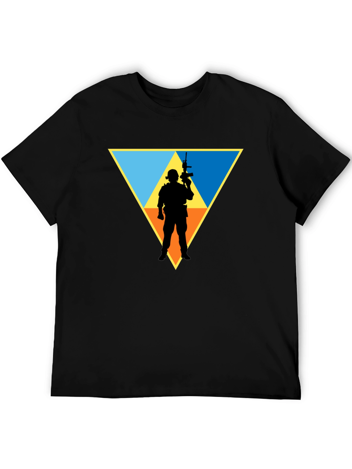 Tactical Soldier Triangle Graphic T-Shirt - Black