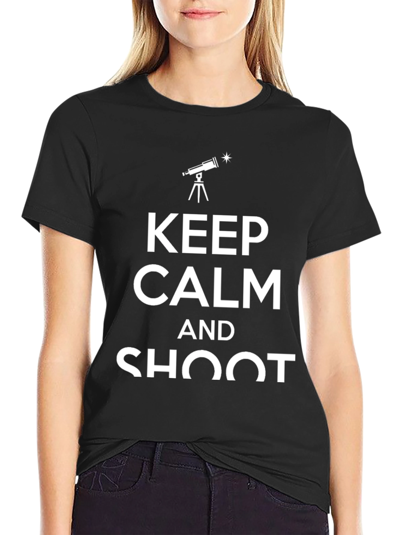 Keep Calm and Shoot Telescope Graphic T-Shirt