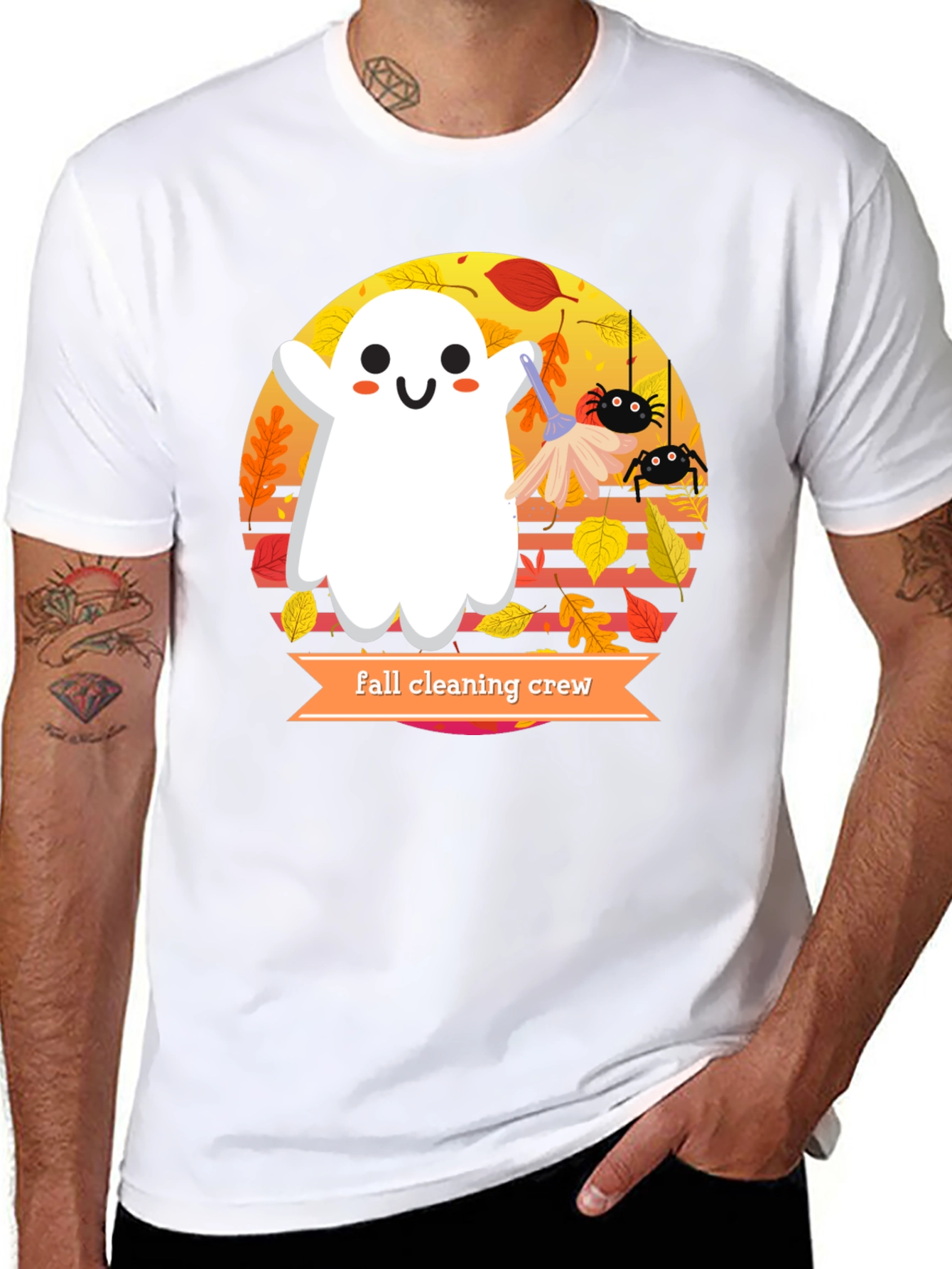 Fall Cleaning Crew T-Shirt - Halloween Ghost Design