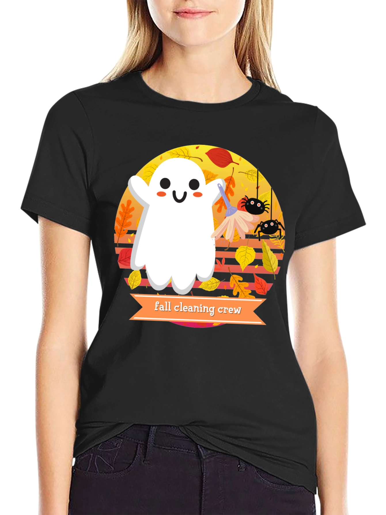 Fall Cleaning Crew T-Shirt - Halloween Ghost Design