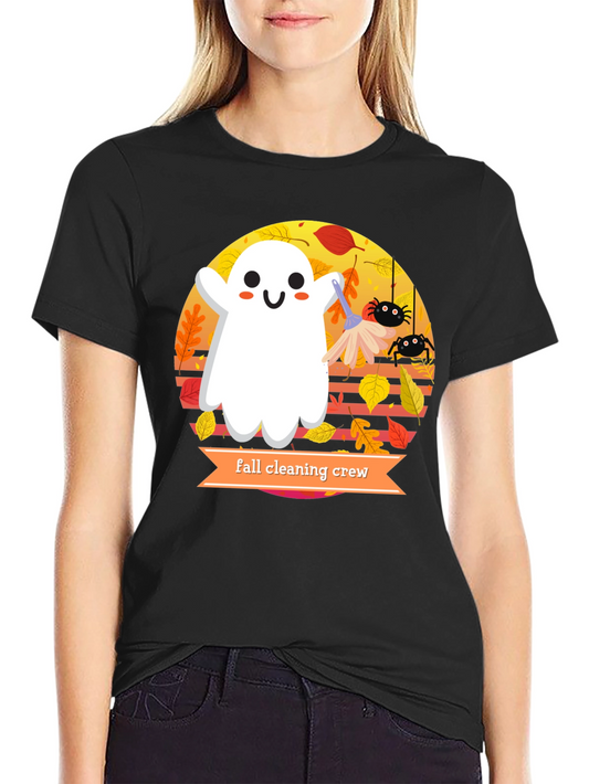Fall Cleaning Crew T-Shirt - Halloween Ghost Design