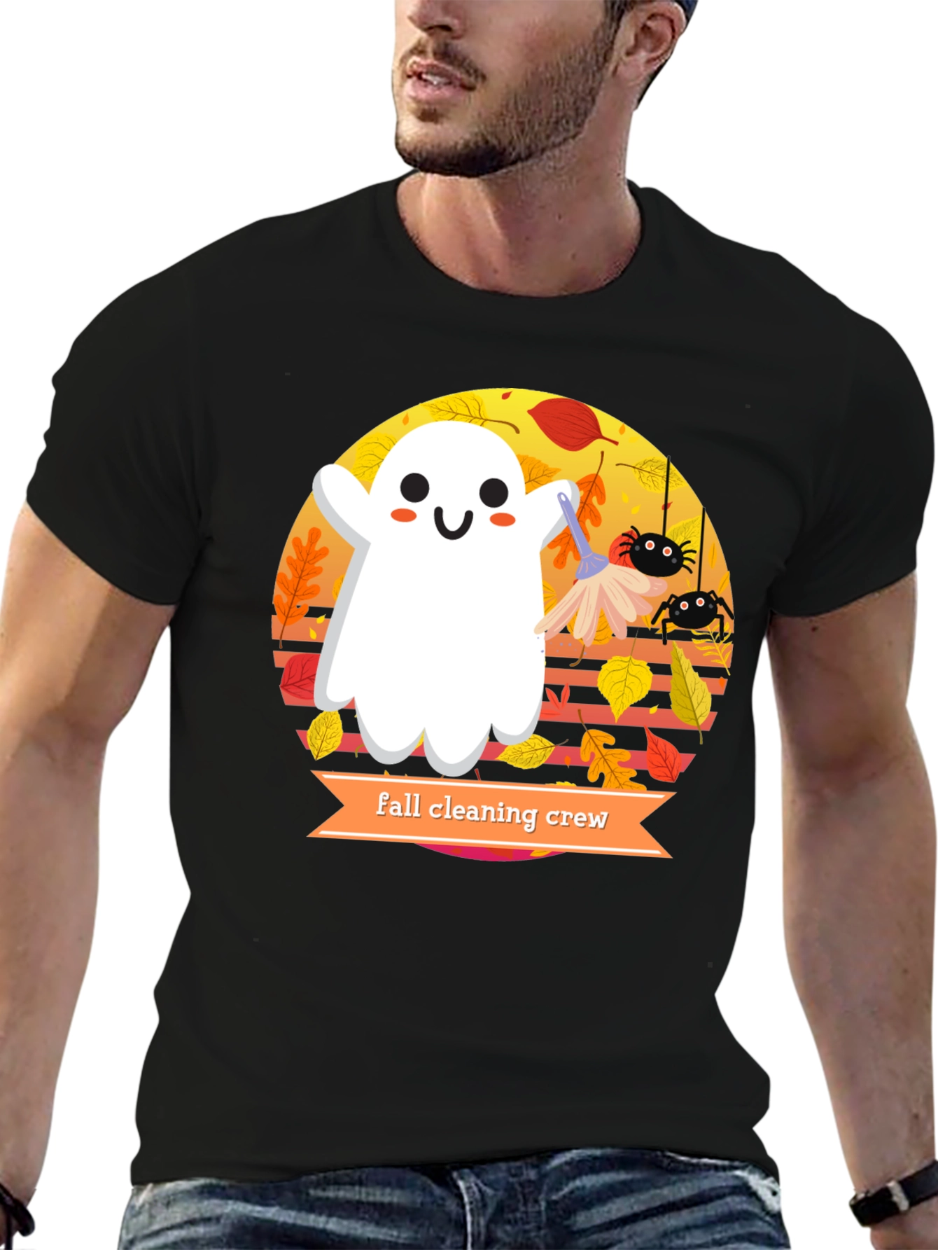 Fall Cleaning Crew T-Shirt - Halloween Ghost Design