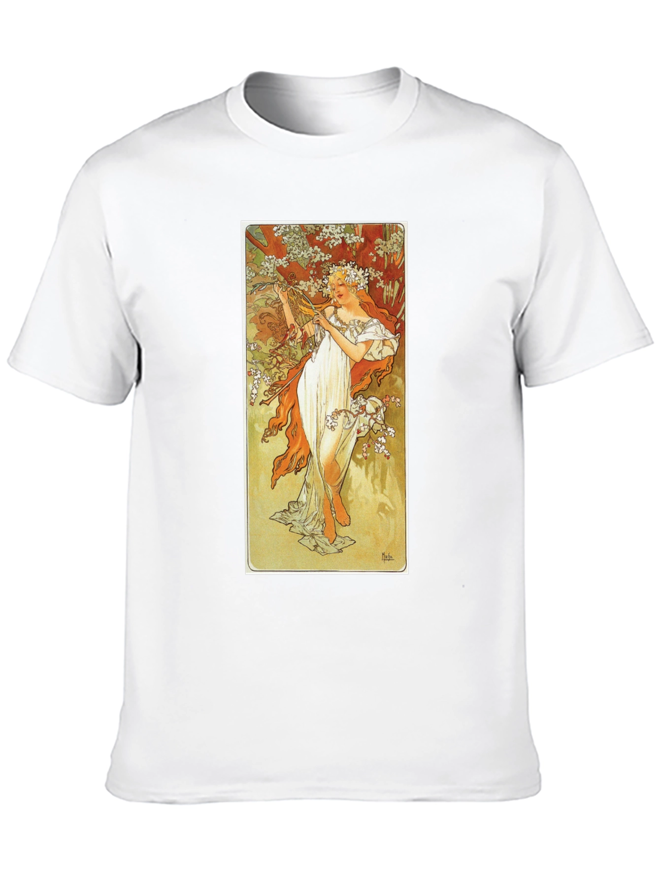 Art Nouveau Lady Print Black T-Shirt