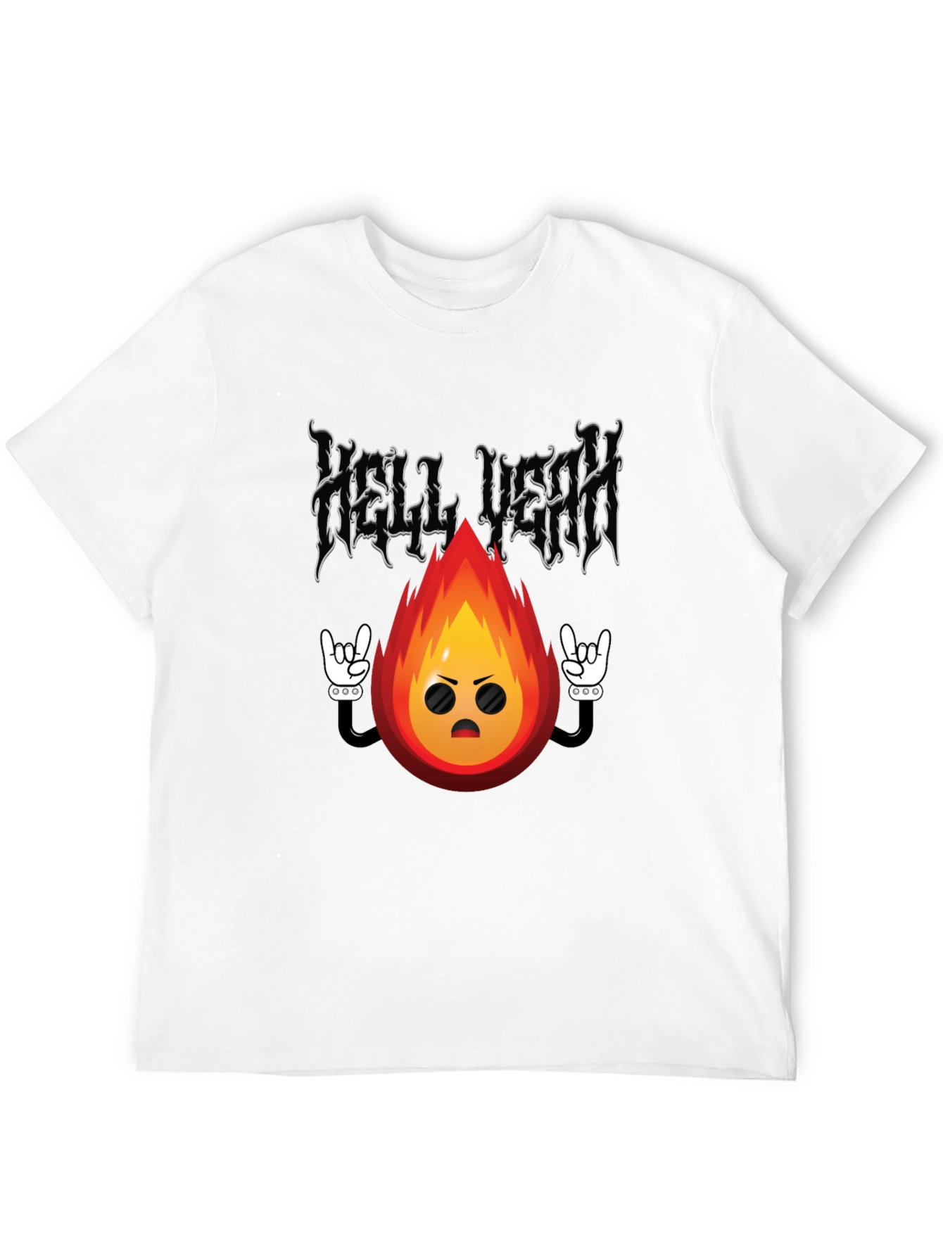 Hell Yeah Cartoon Flame Black T-Shirt