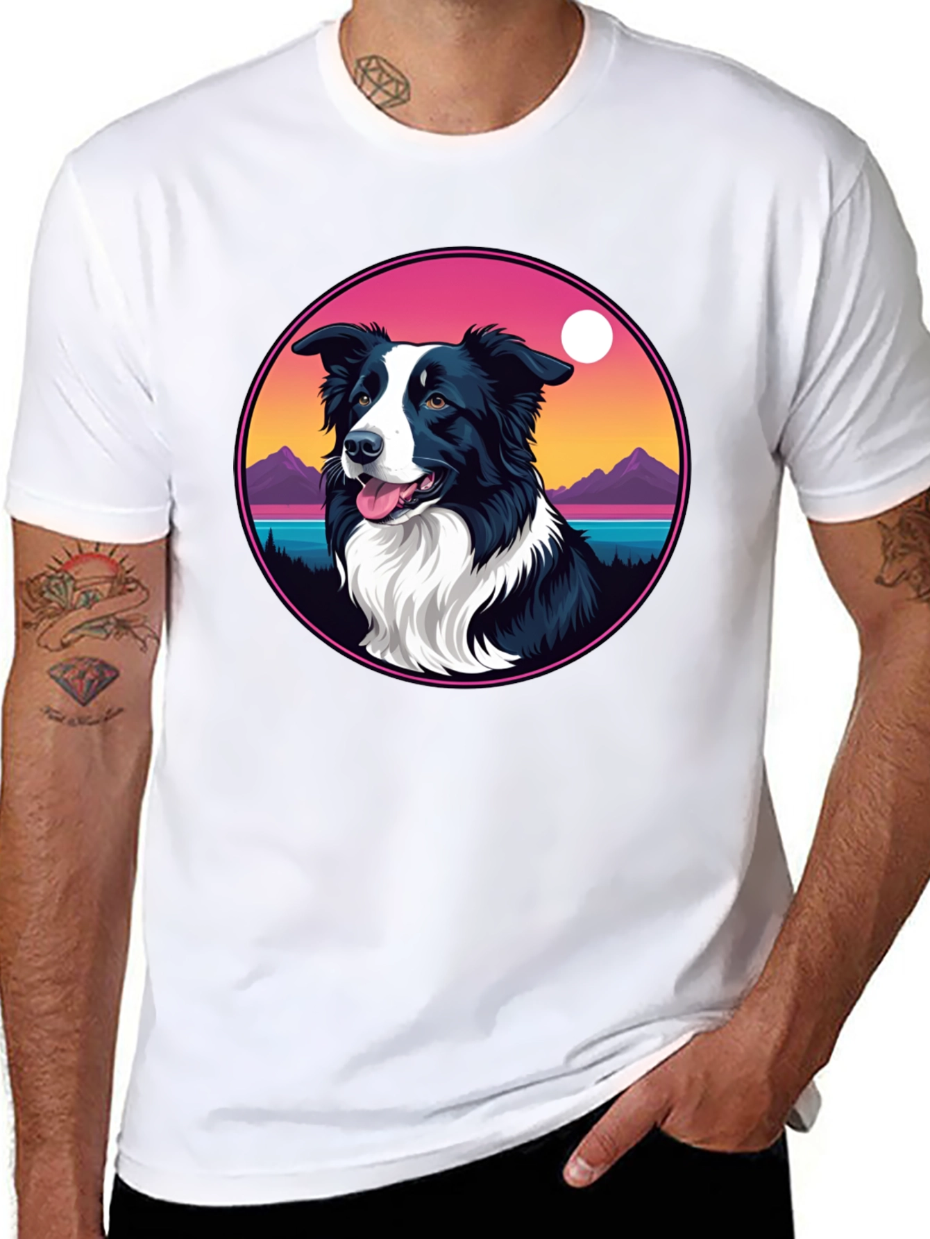 Border Collie Sunset Graphic Tee