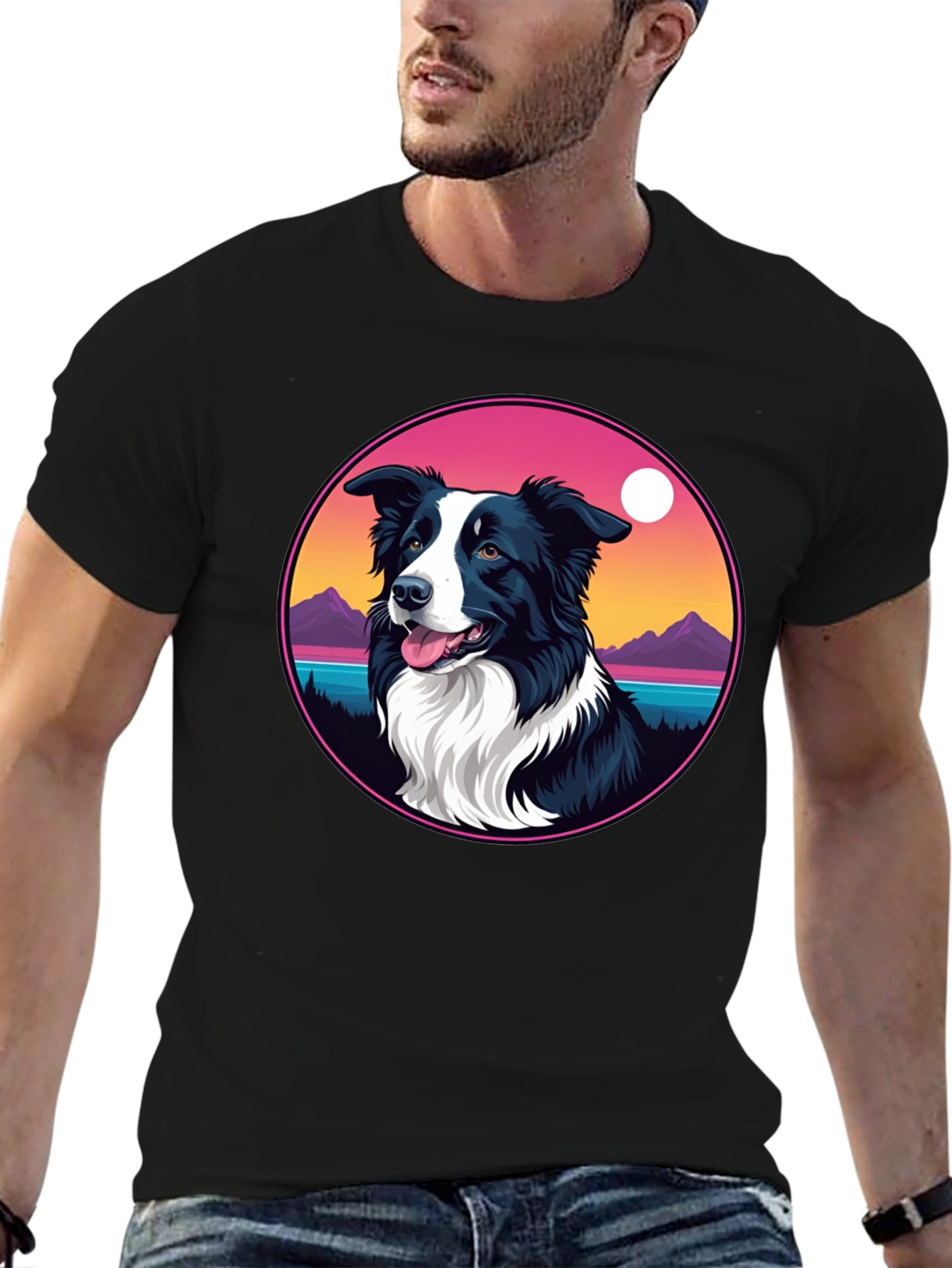 Border Collie Sunset Graphic Tee