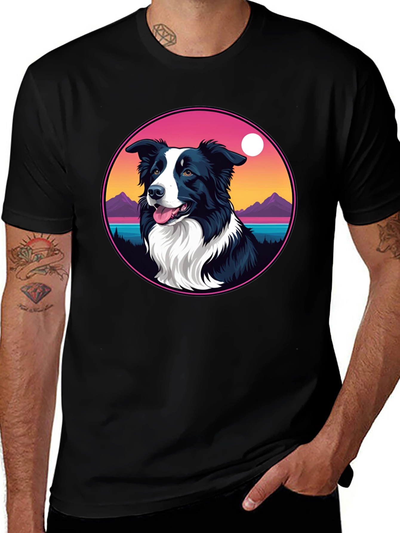 Border Collie Sunset Graphic Tee