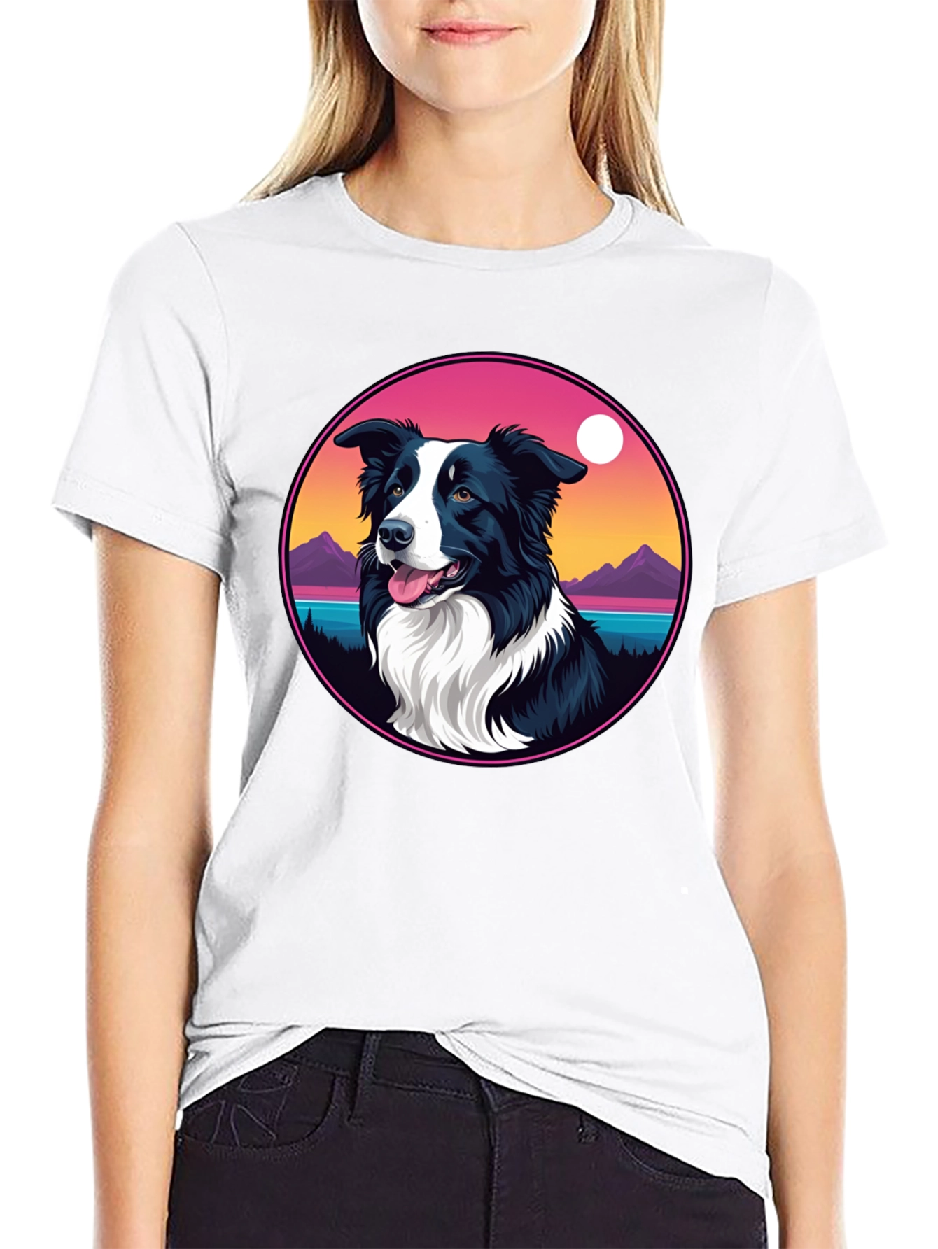 Border Collie Sunset Graphic Tee