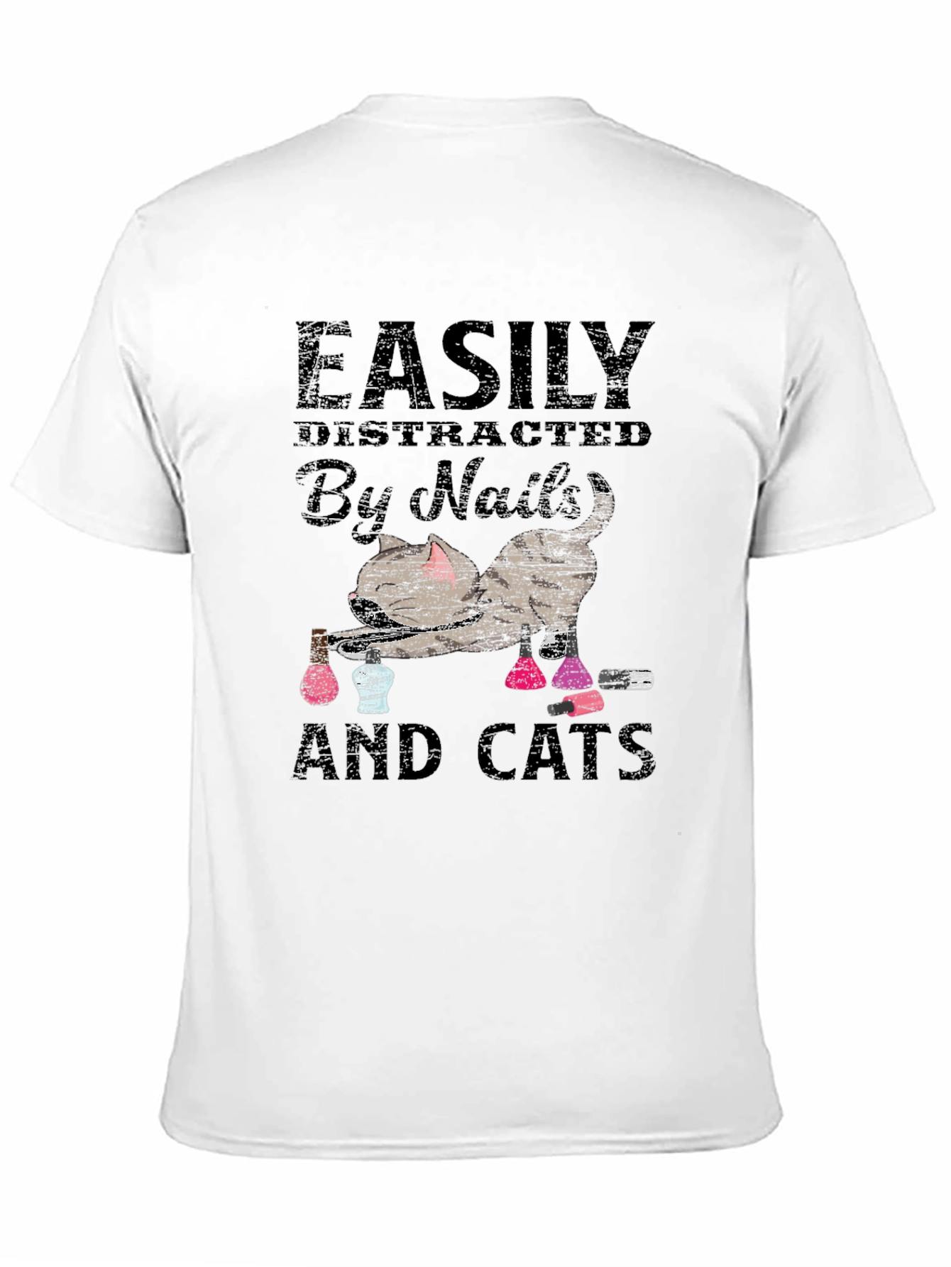 Easily Distracted By Nails & Cats Graphic Tee