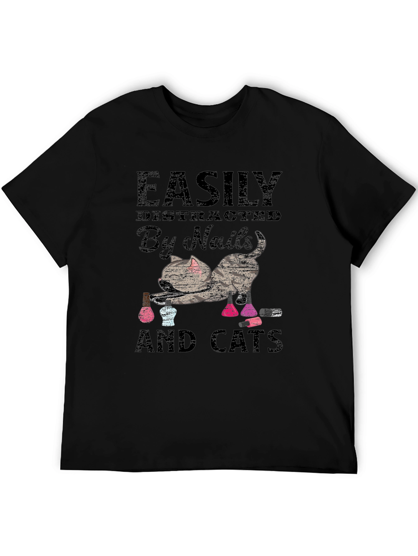 Easily Distracted By Nails & Cats Graphic Tee