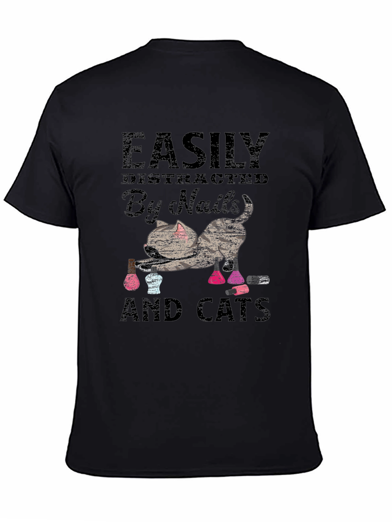Easily Distracted By Nails & Cats Graphic Tee