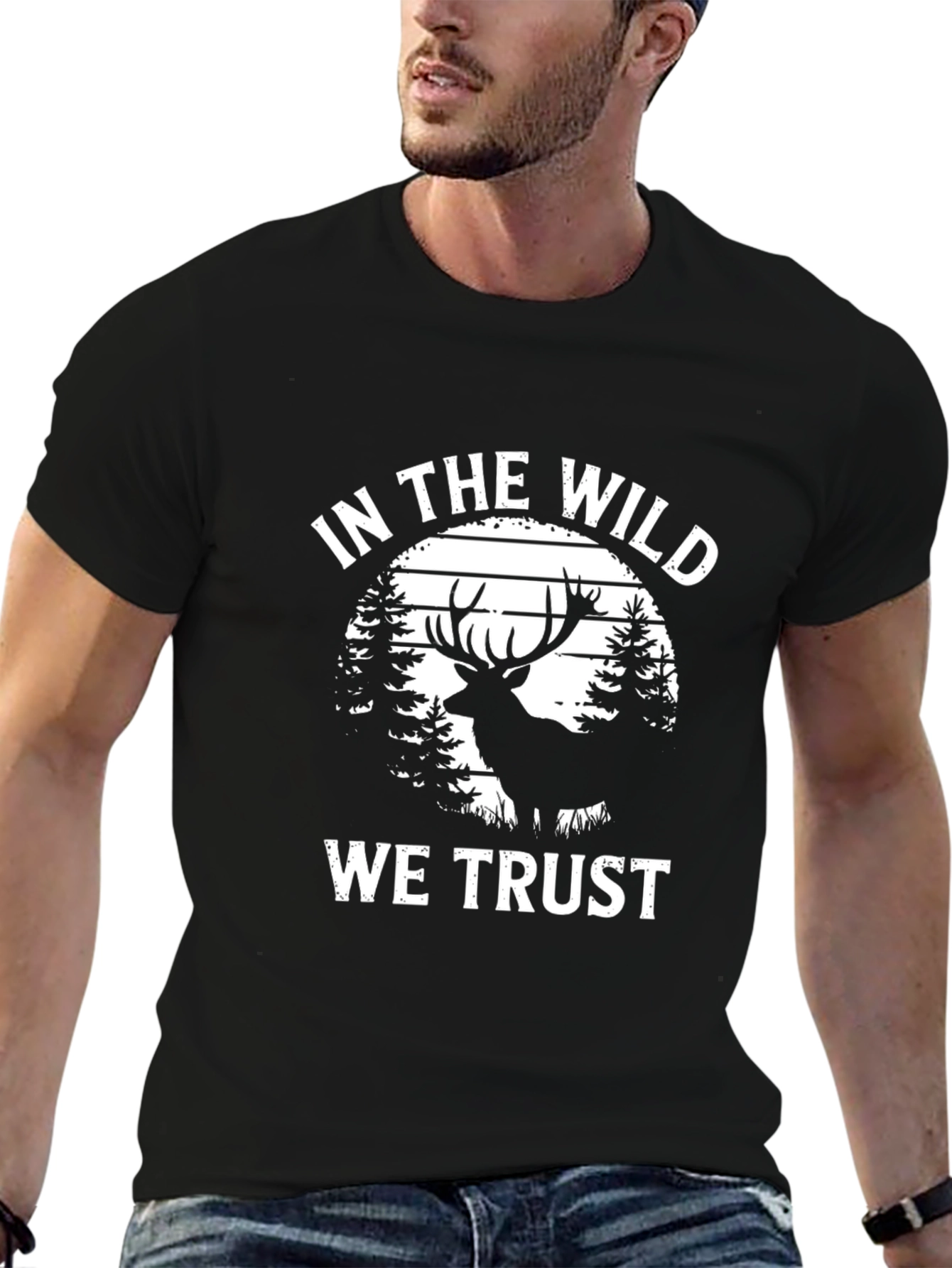 In The Wild We Trust Deer Graphic T-Shirt