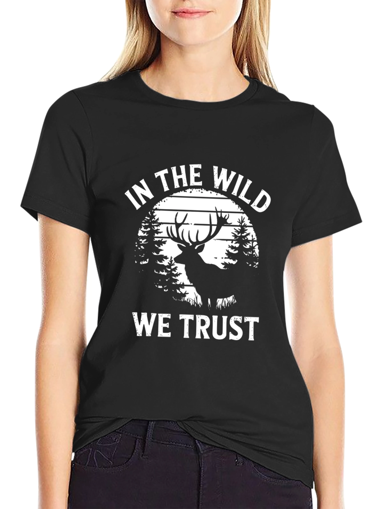In The Wild We Trust Deer Graphic T-Shirt