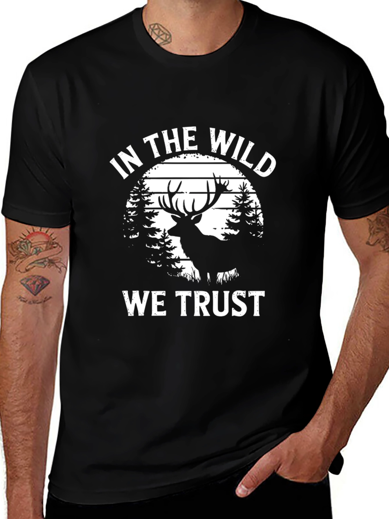 In The Wild We Trust Deer Graphic T-Shirt