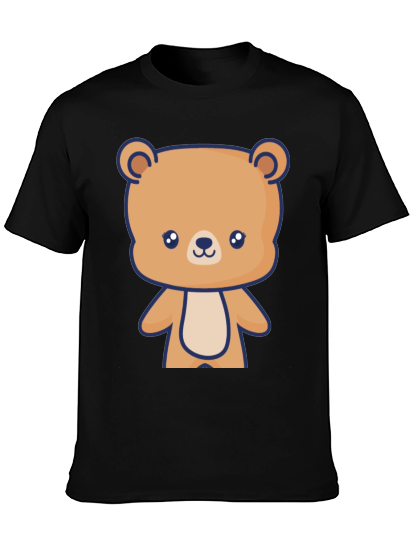 Cute Teddy Bear Graphic Black T-Shirt