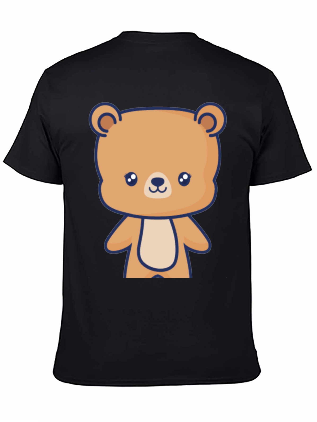 Cute Teddy Bear Graphic Black T-Shirt