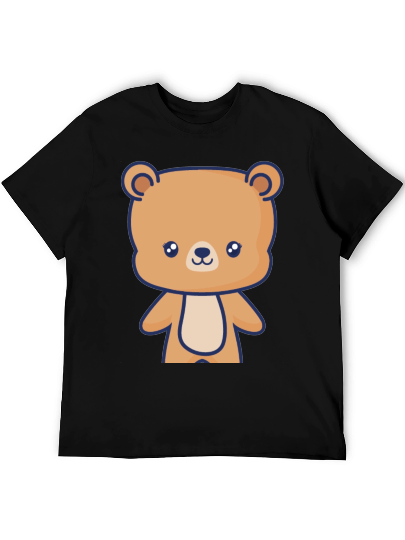 Cute Teddy Bear Graphic Black T-Shirt