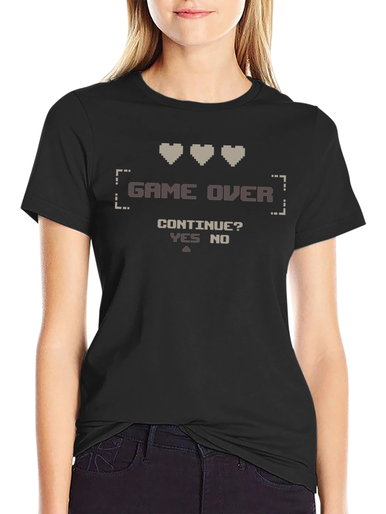 Game Over Pixel Art Black T-Shirt