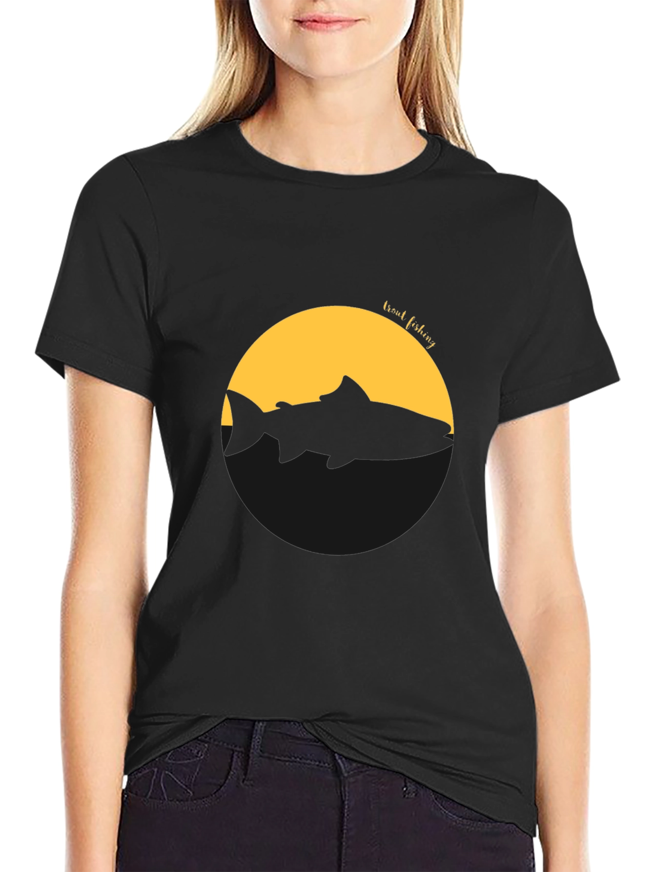 Trout Fishing Silhouette Graphic Tee